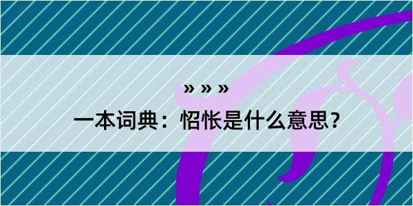 一本词典：怊怅是什么意思？