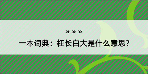 一本词典：枉长白大是什么意思？