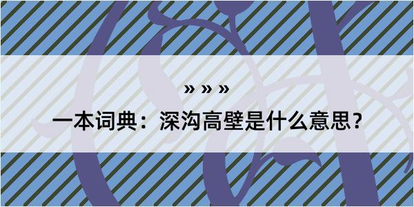 一本词典：深沟高壁是什么意思？