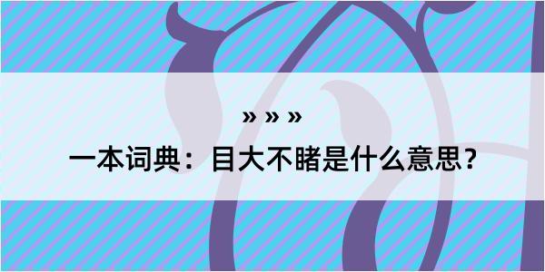 一本词典：目大不睹是什么意思？