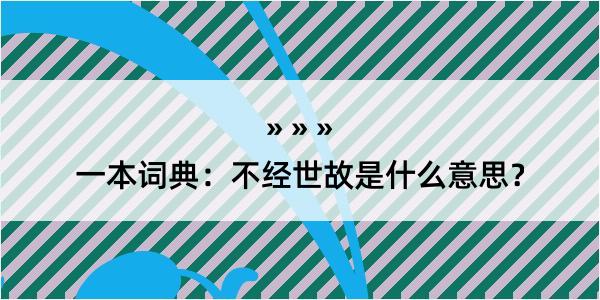 一本词典：不经世故是什么意思？