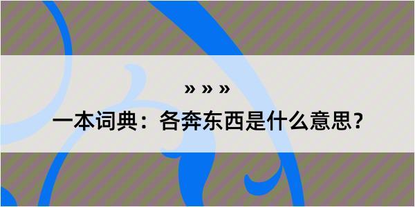 一本词典：各奔东西是什么意思？