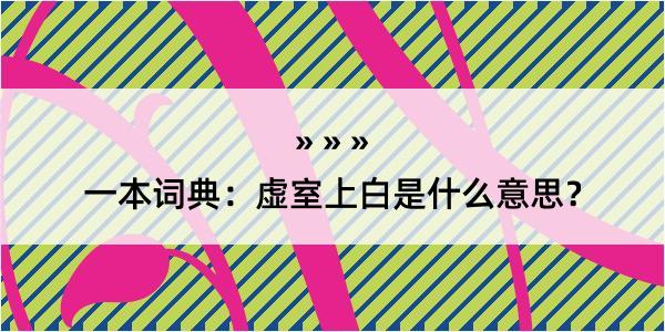 一本词典：虚室上白是什么意思？