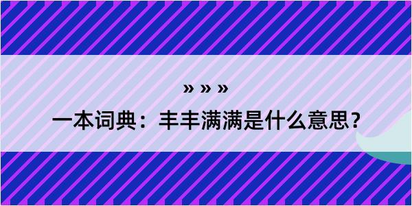 一本词典：丰丰满满是什么意思？