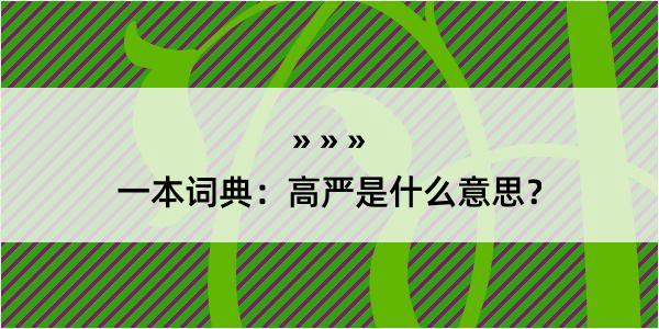 一本词典：高严是什么意思？