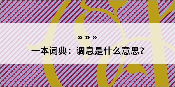 一本词典：调息是什么意思？