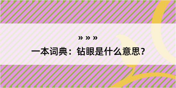 一本词典：钻眼是什么意思？