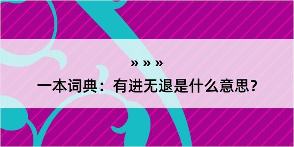 一本词典：有进无退是什么意思？