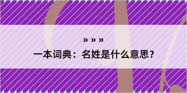 一本词典：名姓是什么意思？