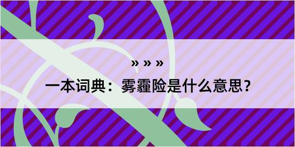 一本词典：雾霾险是什么意思？