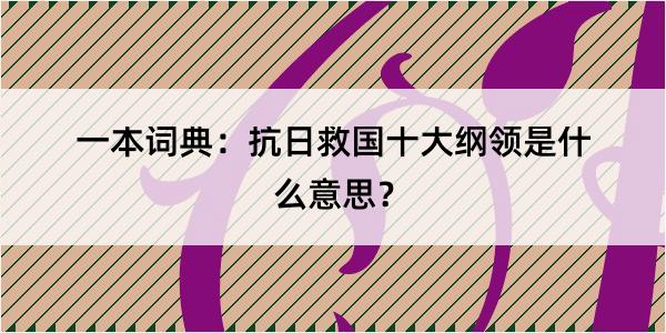 一本词典：抗日救国十大纲领是什么意思？