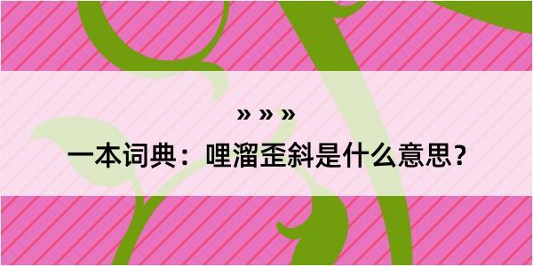 一本词典：哩溜歪斜是什么意思？