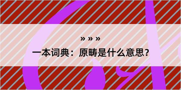 一本词典：原畴是什么意思？