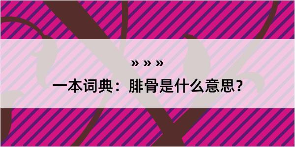 一本词典：腓骨是什么意思？