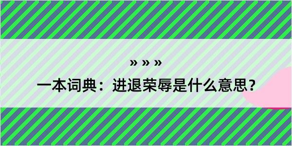 一本词典：进退荣辱是什么意思？