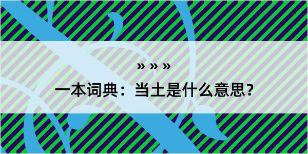 一本词典：当土是什么意思？