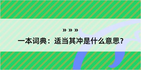 一本词典：适当其冲是什么意思？