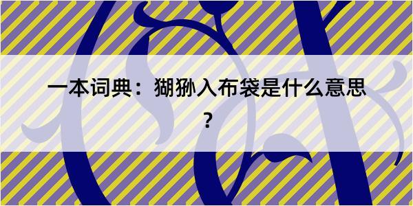 一本词典：猢狲入布袋是什么意思？