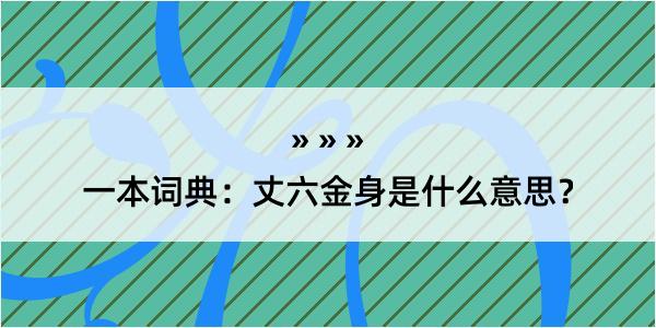 一本词典：丈六金身是什么意思？