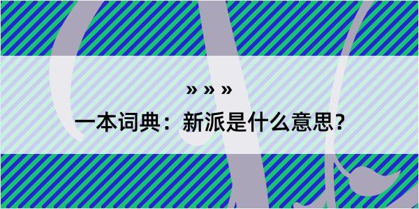 一本词典：新派是什么意思？