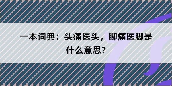 一本词典：头痛医头，脚痛医脚是什么意思？