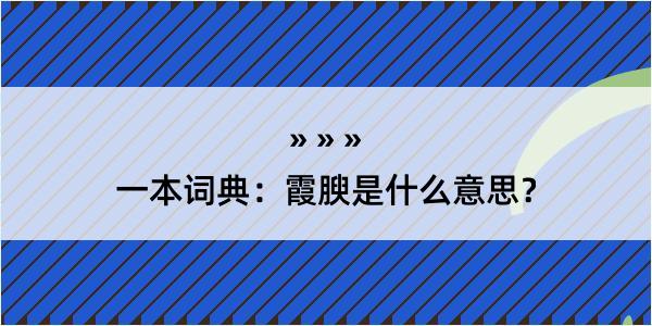 一本词典：霞腴是什么意思？