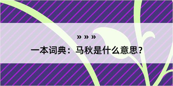 一本词典：马秋是什么意思？