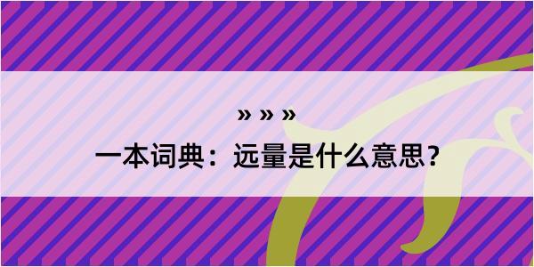 一本词典：远量是什么意思？