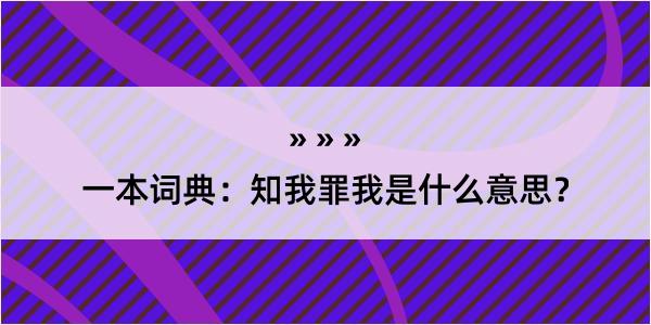 一本词典：知我罪我是什么意思？