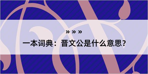 一本词典：晋文公是什么意思？