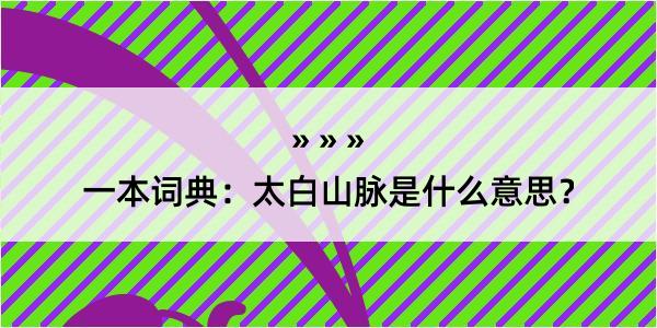 一本词典：太白山脉是什么意思？