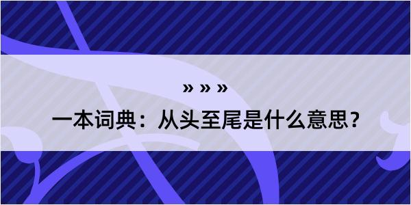 一本词典：从头至尾是什么意思？