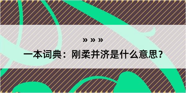 一本词典：刚柔并济是什么意思？