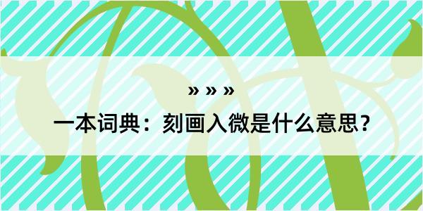 一本词典：刻画入微是什么意思？