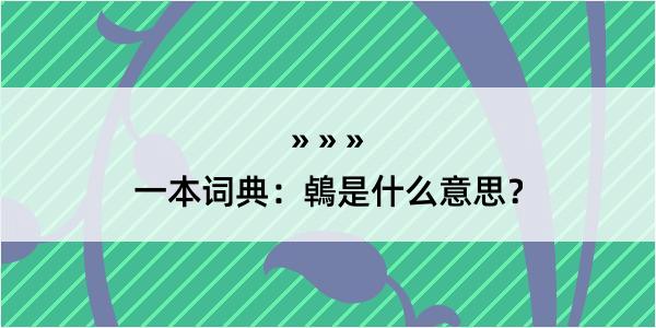 一本词典：鵫是什么意思？