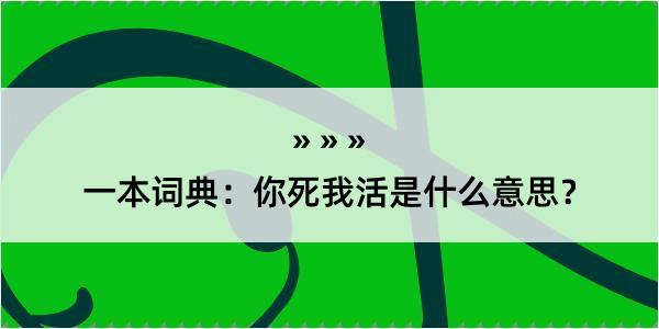 一本词典：你死我活是什么意思？