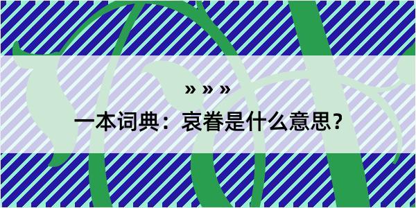 一本词典：哀眷是什么意思？