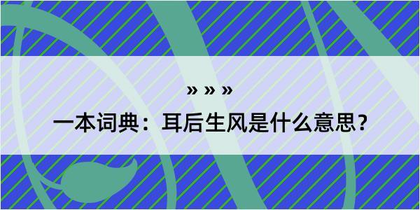 一本词典：耳后生风是什么意思？