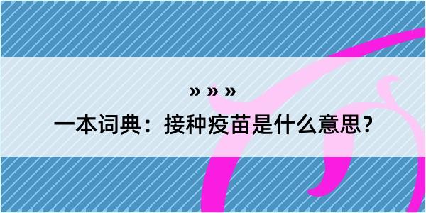 一本词典：接种疫苗是什么意思？