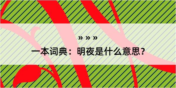 一本词典：明夜是什么意思？