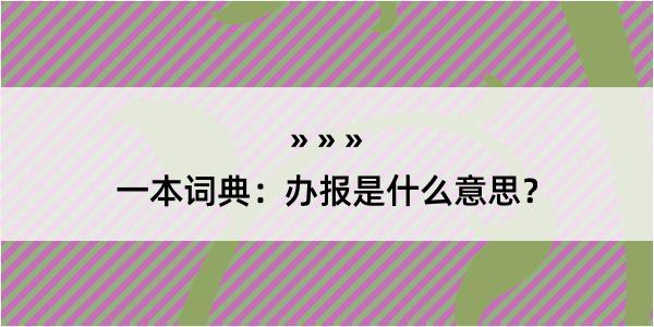 一本词典：办报是什么意思？