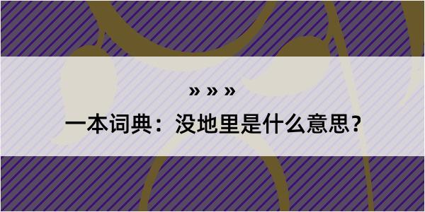 一本词典：没地里是什么意思？