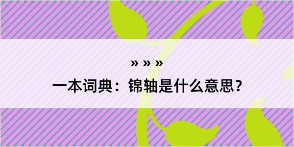 一本词典：锦轴是什么意思？