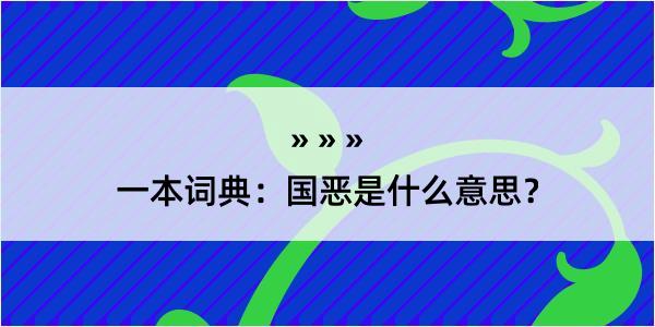 一本词典：国恶是什么意思？