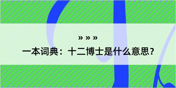 一本词典：十二博士是什么意思？