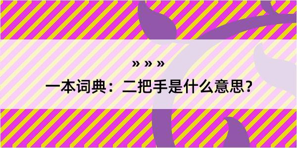 一本词典：二把手是什么意思？