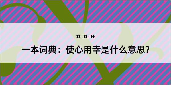 一本词典：使心用幸是什么意思？