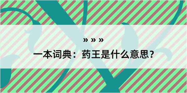 一本词典：药王是什么意思？