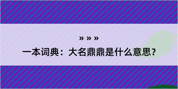 一本词典：大名鼎鼎是什么意思？