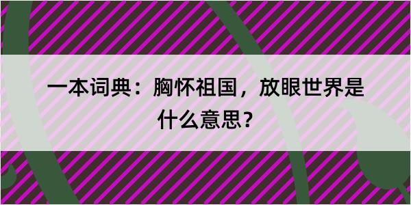 一本词典：胸怀祖国，放眼世界是什么意思？